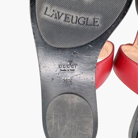 Gucci Marmont GG Thong Sandals EU 36.5 US 6.5 Red Leather Flat Flip Flop Shoe - Picture 11 of 11